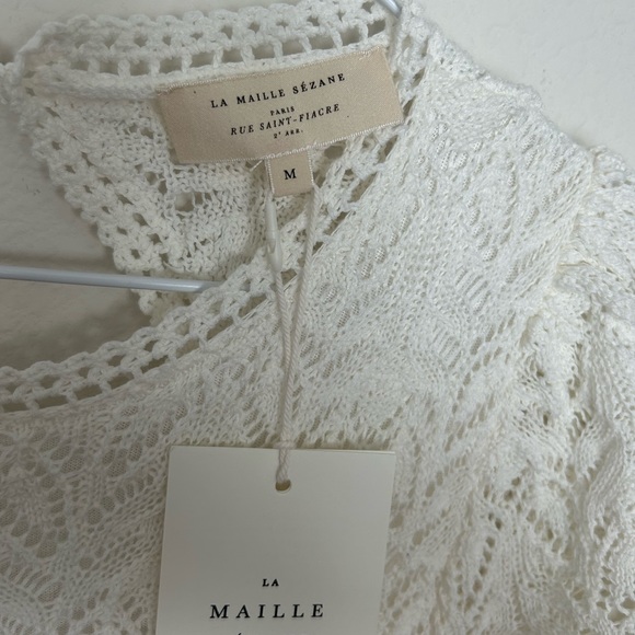 Sezane Izia Knit Midi Dress White NWT - Picture 9 of 11